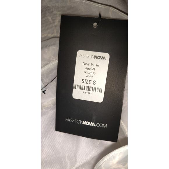 Fashion Nova White Muse Hoodie Sz S Sheer Boxy Jacket Space Futuristic New NWT S - Picture 15 of 16